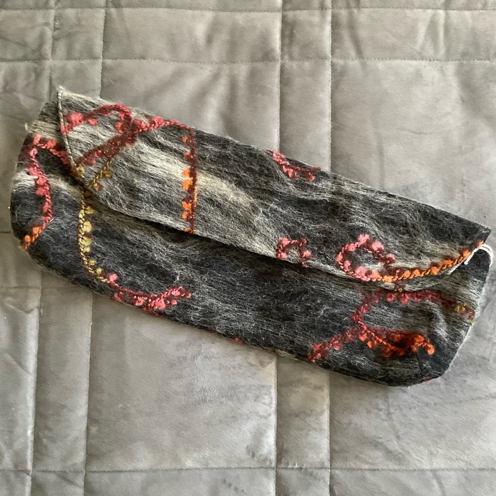 Gray and Multicolor Clutch